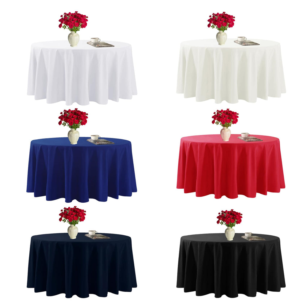 6 Pack Round Tablecloth, 120 Inch, Stain Resistant and Wrinkle Polyester Table Cloth, Fabric Table Cover Dining