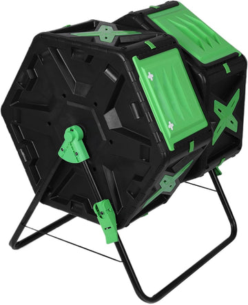 140L Dual Chamber 360 Degree Rotating Large Composter with Sliding Door | Great for outdoor composting. Dual