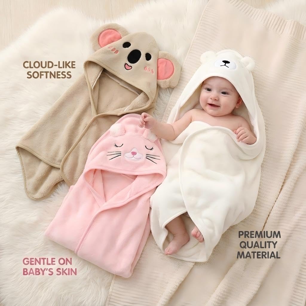 Hooded Baby Towel - 3 Pack Premium Soft Bath Towel for Baby, Newborn,Infant - Ultra Absorbent,Natural Baby Stuff