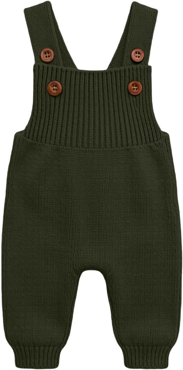Baby Sweater Romper Knit Solid Color Clothes Suspender Pants Cute Overalls Jumpsuit with Shoulder Straps