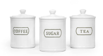 Relief Rectangle Ceramic Canisters Sets For The Kitchen Canisters For Countertop Set of 3 Airtight Coffee Canisters