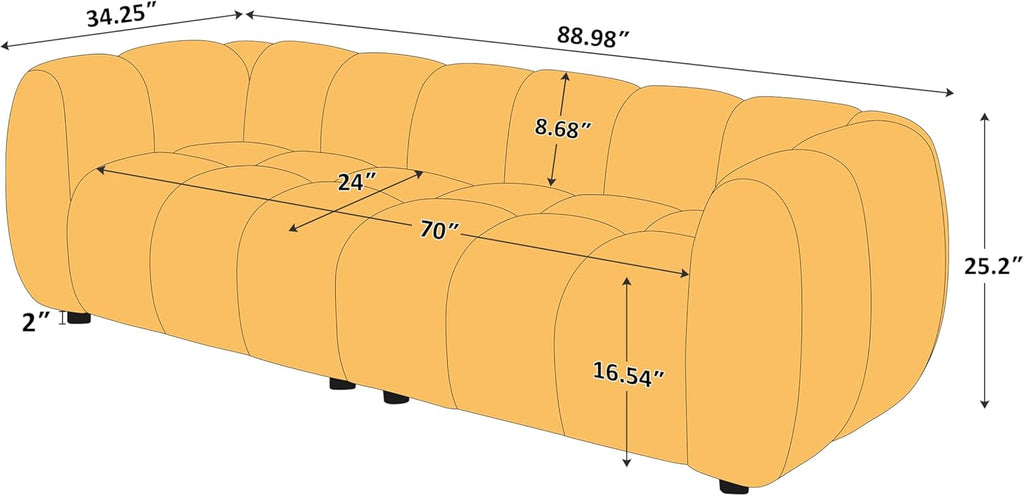 VANOMi 88" Oversized Boucle Sofa, Modern Upholstered Tufted Cloud Couch