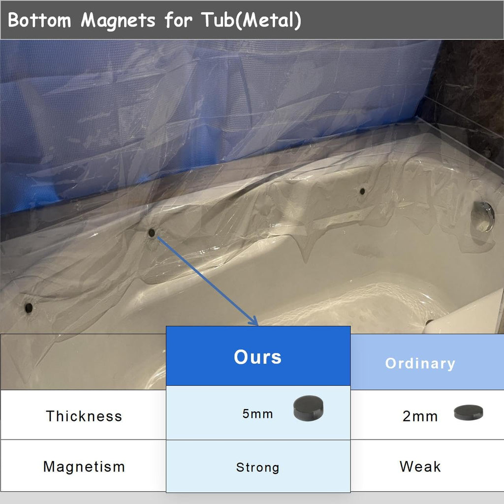 84 Inch Shower Curtain Liner with Side Magnetic Clips, 72x84