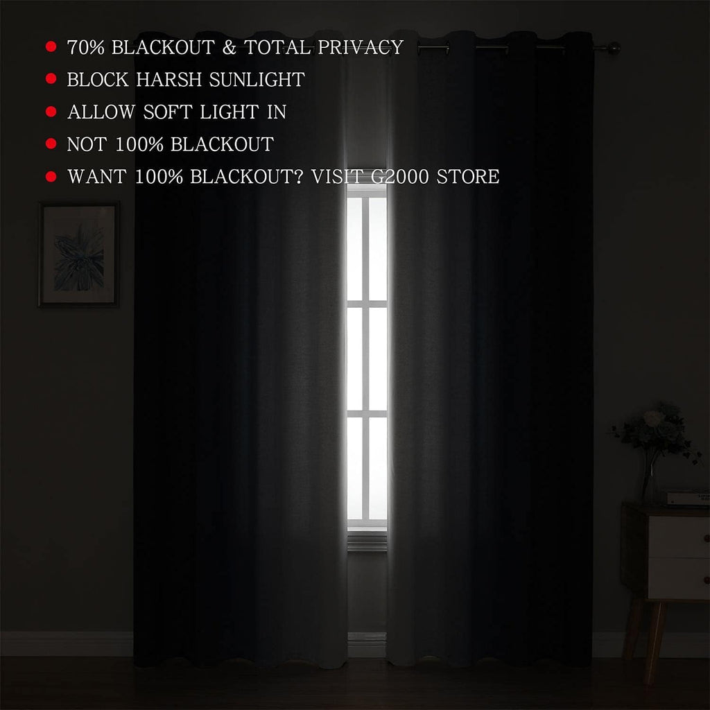 Blackout Curtains & Drapes for Bedroom Living Room 84 Inches Long Navy Blue and Greyish White Room Darkening Window