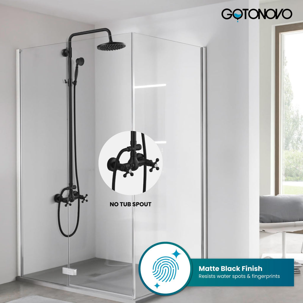 Exposed Shower System 8'' Head with Handheld Matte Black