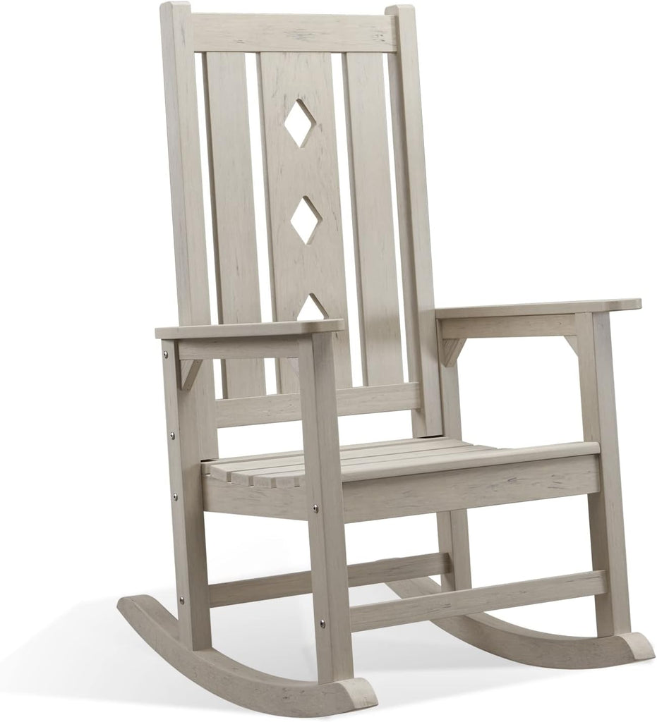 Oversized Outdoor Rocking Chair, Porch Rocker with High Back - Grey | All Weather Resistant rocking chair for Lawn