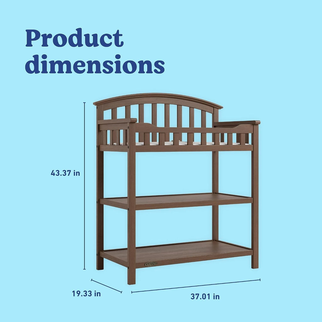 Changing Table with Water-Resistant Changing Pad, Hazelnut | GREENGUARD Gold Certified Nursery Changing Table