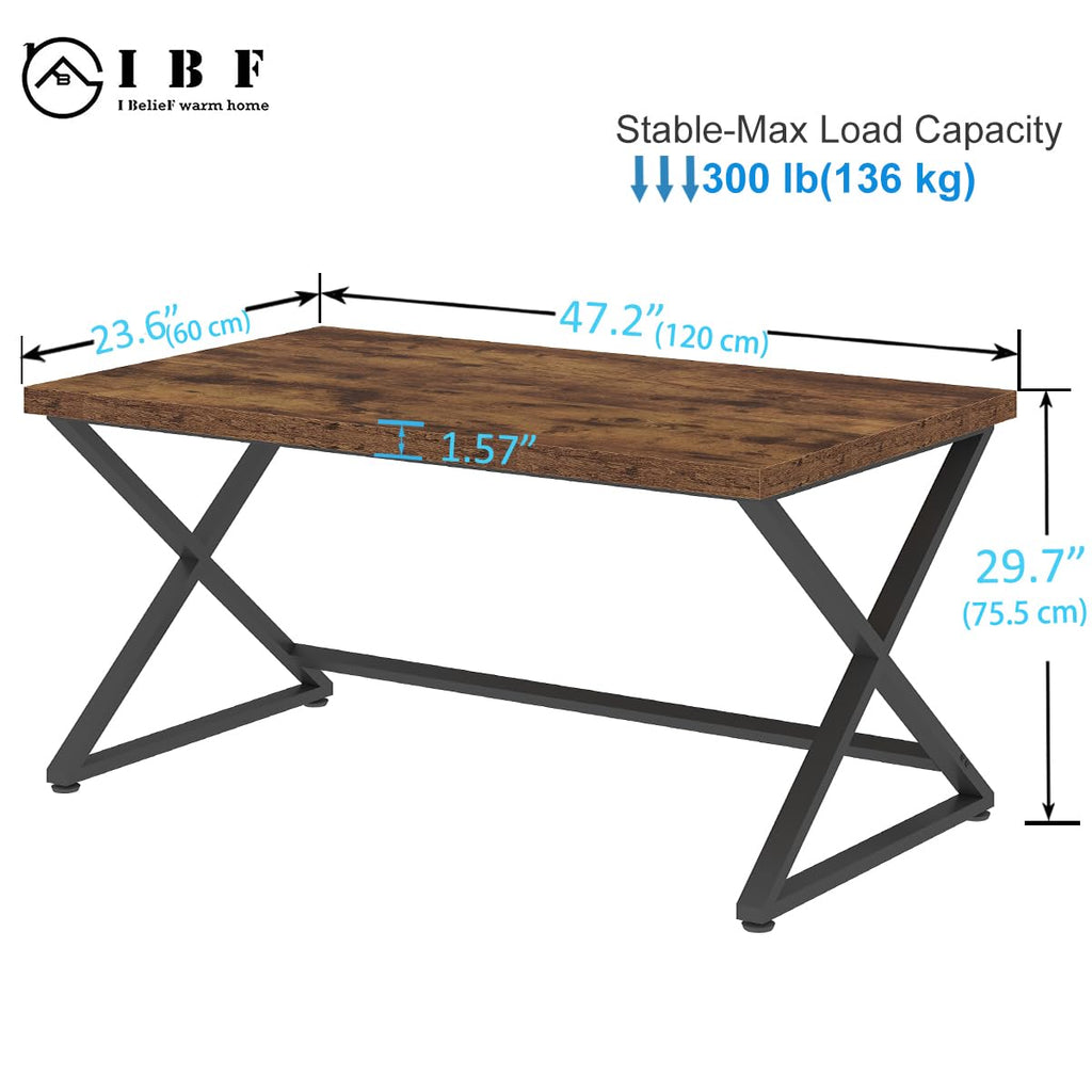 47" Computer Desk, Home Office Work Writing Study Desk, Rustic Brown