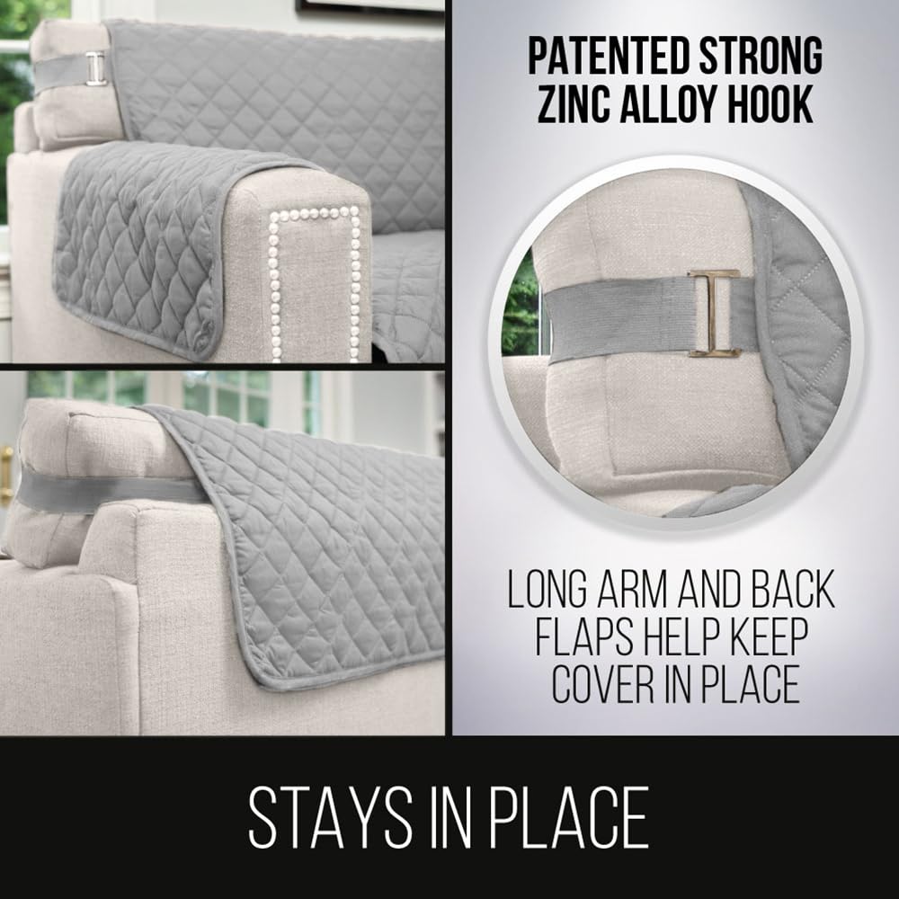 Couch Covers for Sofa with Strap, Loveseat, Light Gray Charcoal