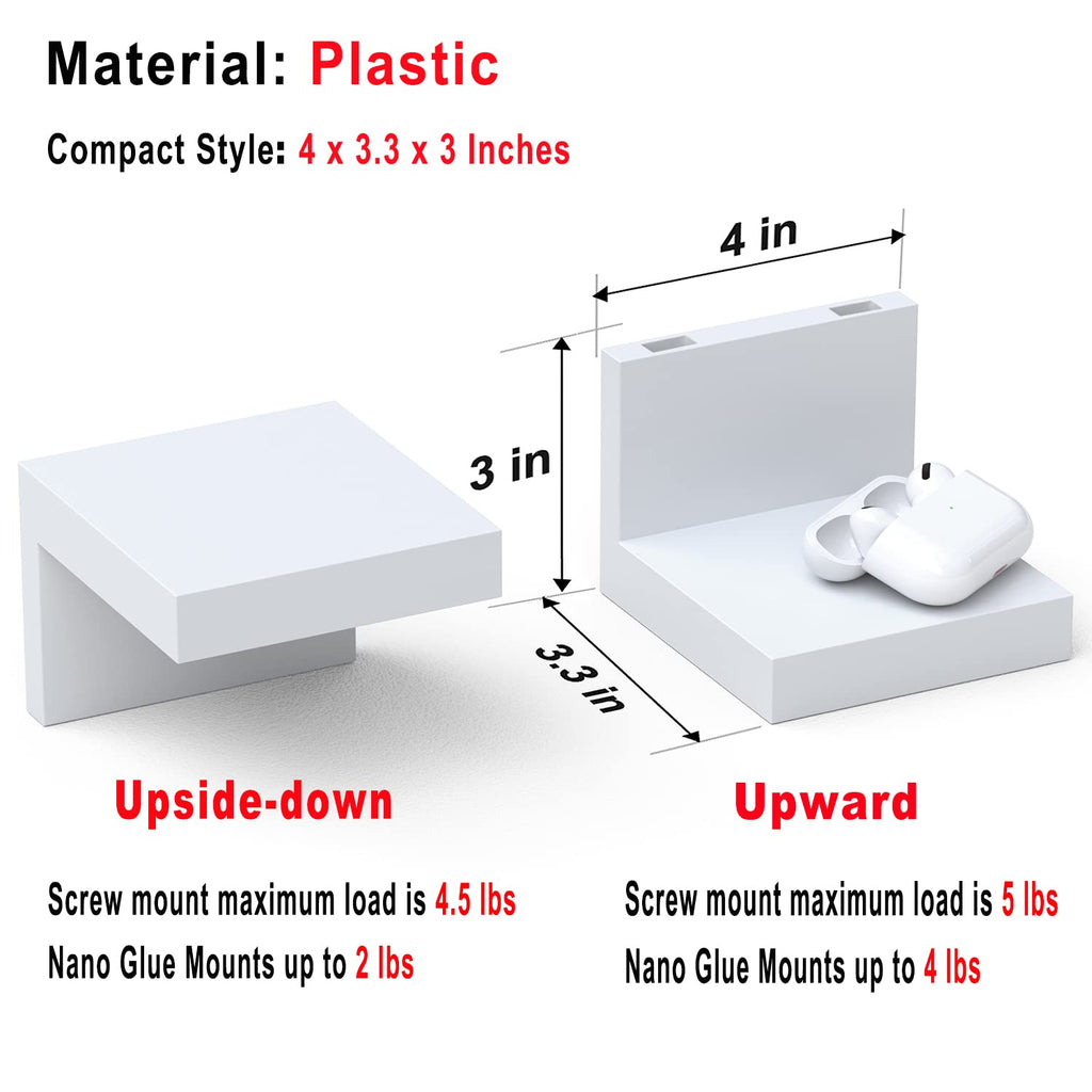 9-Set Small Floating Wall Shelf, No Drill Bathroom Shelf White