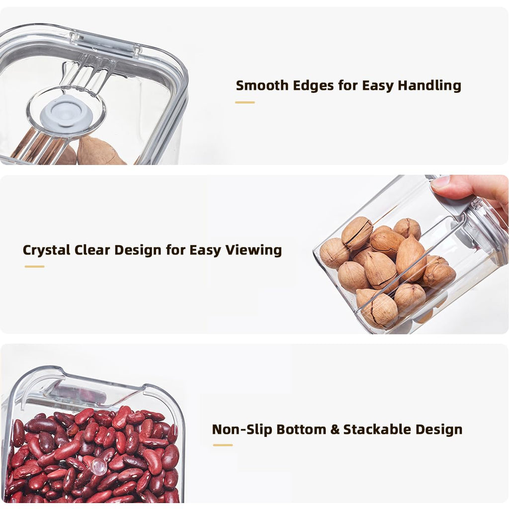 3-Piece Vacuum Seal Food Storage Containers with Pump, Airtight Clear Plastic Canister Set, Stackable Pantry