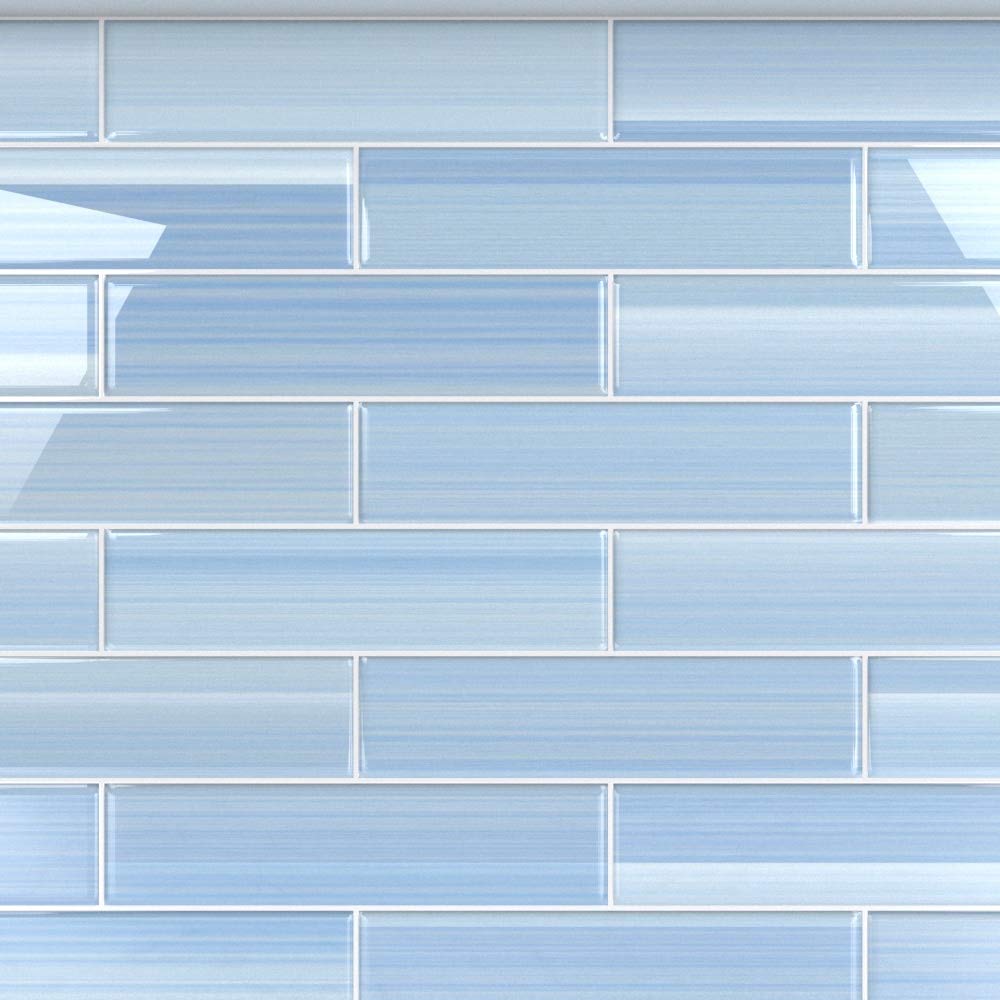 Big Blue Glass Subway Tile Backsplash or Bathroom/Showers, 3x12