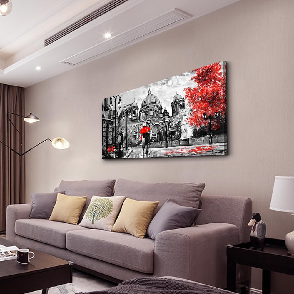 Wall Wall Decor Office Decoration Black And White Street Scene Watercolor Wall Painting Romantic Lover Canvas Print
