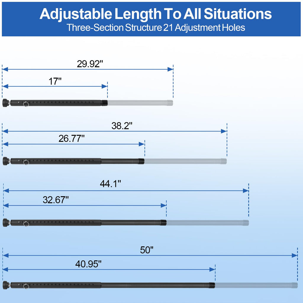 Sliding Door Security Bar, 17-50 inches Window Security Bar with Rubber Tips, Sliding Door Lock Bars for Window