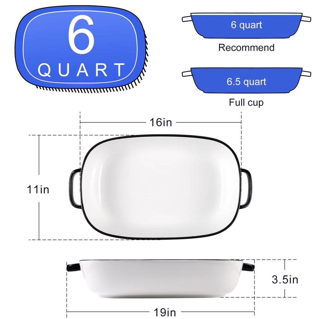 6 Quart Large Rectangular Baking Dish, 16x11 Inches Ceramic Baking Pan Casserole Dish for Cooking, Kitchen and Daily