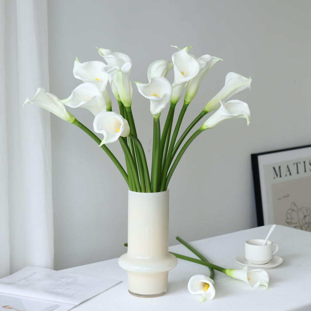 12 PCS 23.6 Inch Real Touch Artificial Calla Lily Flowers, White