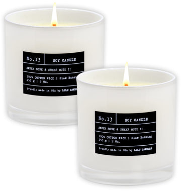 Amber, Rose & Sheer Musk II | Luxury Scented Soy Jar Candle | Hand Poured in The USA | Highly Scented & Long Lasting