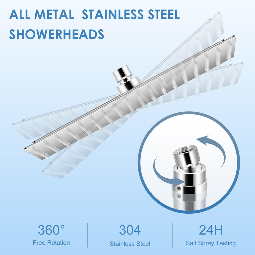 16 inch Large Rain Shower Head Ceiling Mounted - All Metal 304 Stainless Steel, Full Body Rainfall Shower with 324