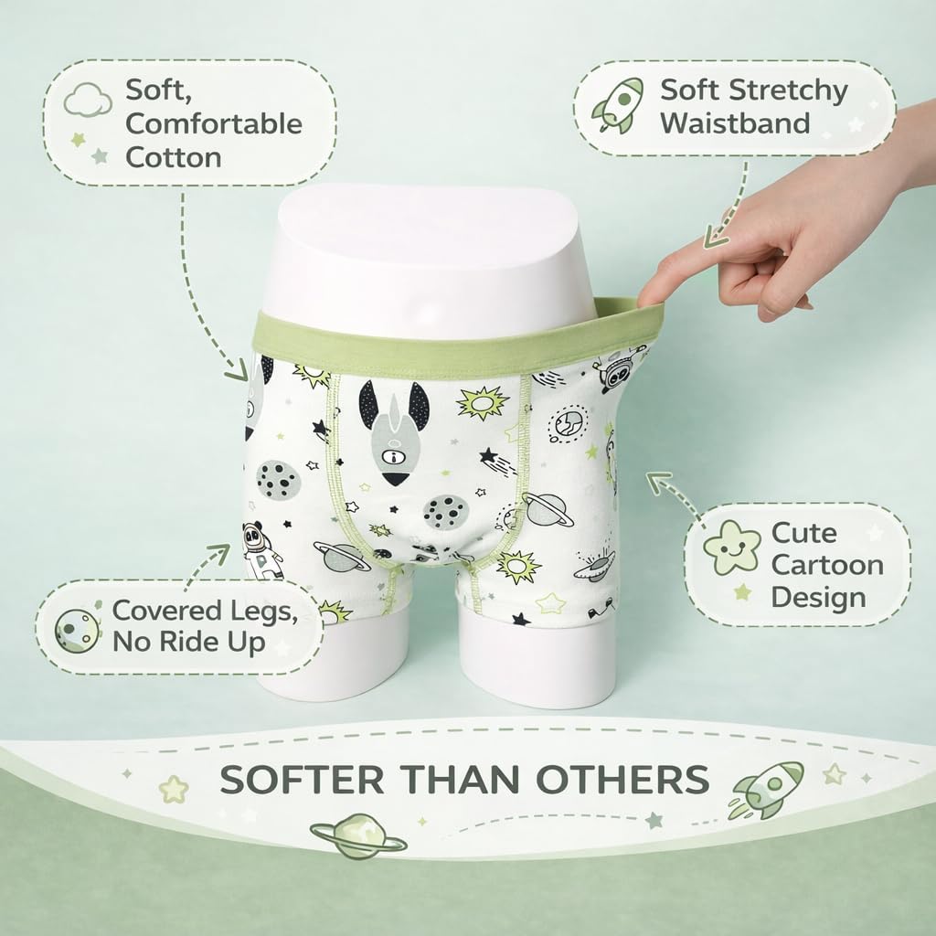 Boys Cotton Boxer Briefs 12 Pack, Soft Breathable Underwear for Toddler and Kids