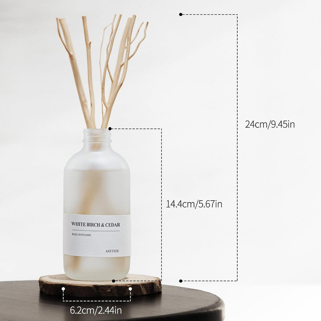 White Birch & Cedar Reed Diffuser, 7.4oz(220ml) Large Bottle Essential Oils, Scented Oil Refill for Waterless