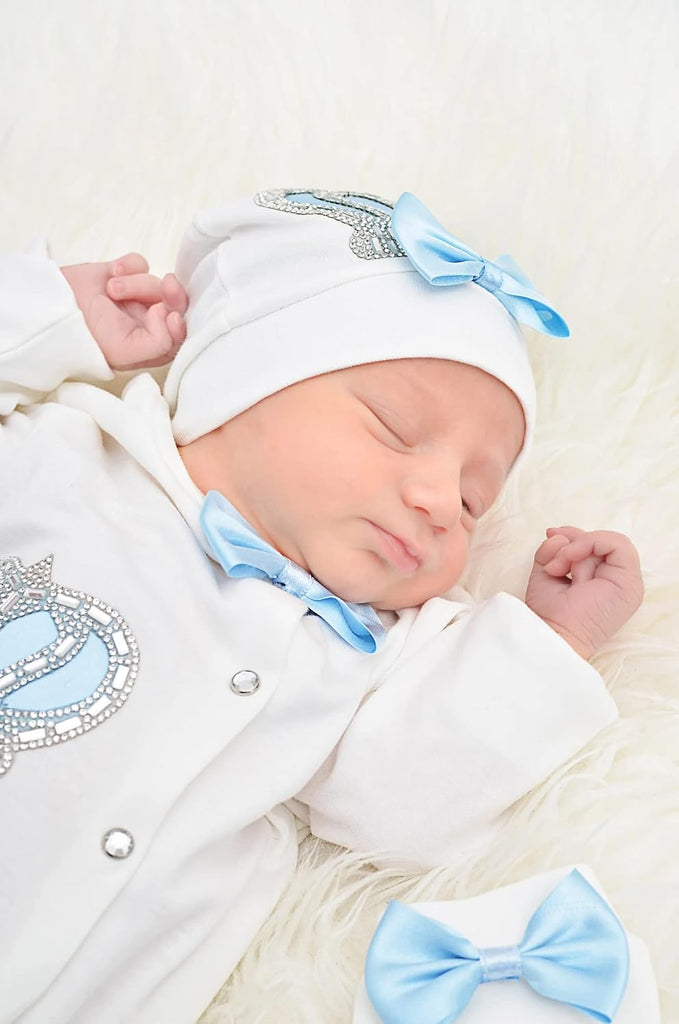 Baby Boy Jewels Crown Layette 4 Piece Gift Set