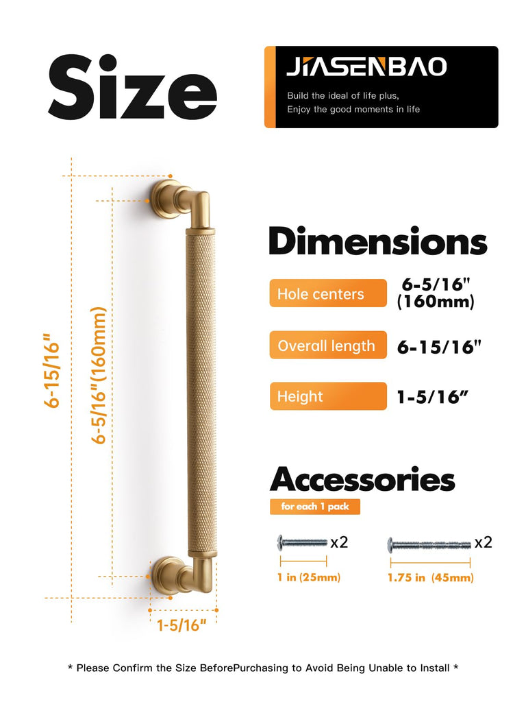 5 Pack Champagne Bronze Cabinet Pulls 6.3" Hole Center Knurled Drawer Pulls Bathroom Dresser Handles Hardware Bar