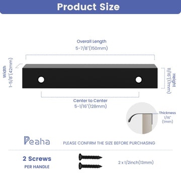 Black Cabinet Handles 5 Inch 25 Pack, Finger Pulls for Cabinets, Edge Pull for Dresser Drawers, Aluminum Alloy
