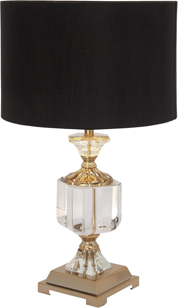 Deco 79 Crystal Room Table Lamp Accent Lamp with Gold Accents, Lamp 14" x 14" x 24", Black
