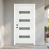 36 x 80 Fiberglass Entry Door, Modern Front Door with 4-Lite Frosted Glass, Exterior Entry Door for Home, Right Hand