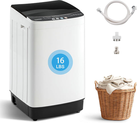 Portable Washing Machine, 16LBS Full Automatic Washer and Spinner, 10 Programs with Child Lock & Energy-Saving