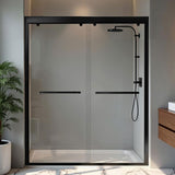 Shower Door 56-60" W x 72" H, Semi-Frameless Sliding Glass Shower Door