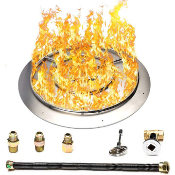 Stainless Steel Fire Pit Burner Pan Kit, NG, 36-Inch Burner Pan