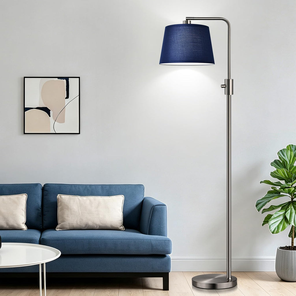Dimmable Floor Lamp, 1000 Lumens LED Edison Bulb Included, Brushed Nickel Arc Standing Tall Floor Lamp with Blue