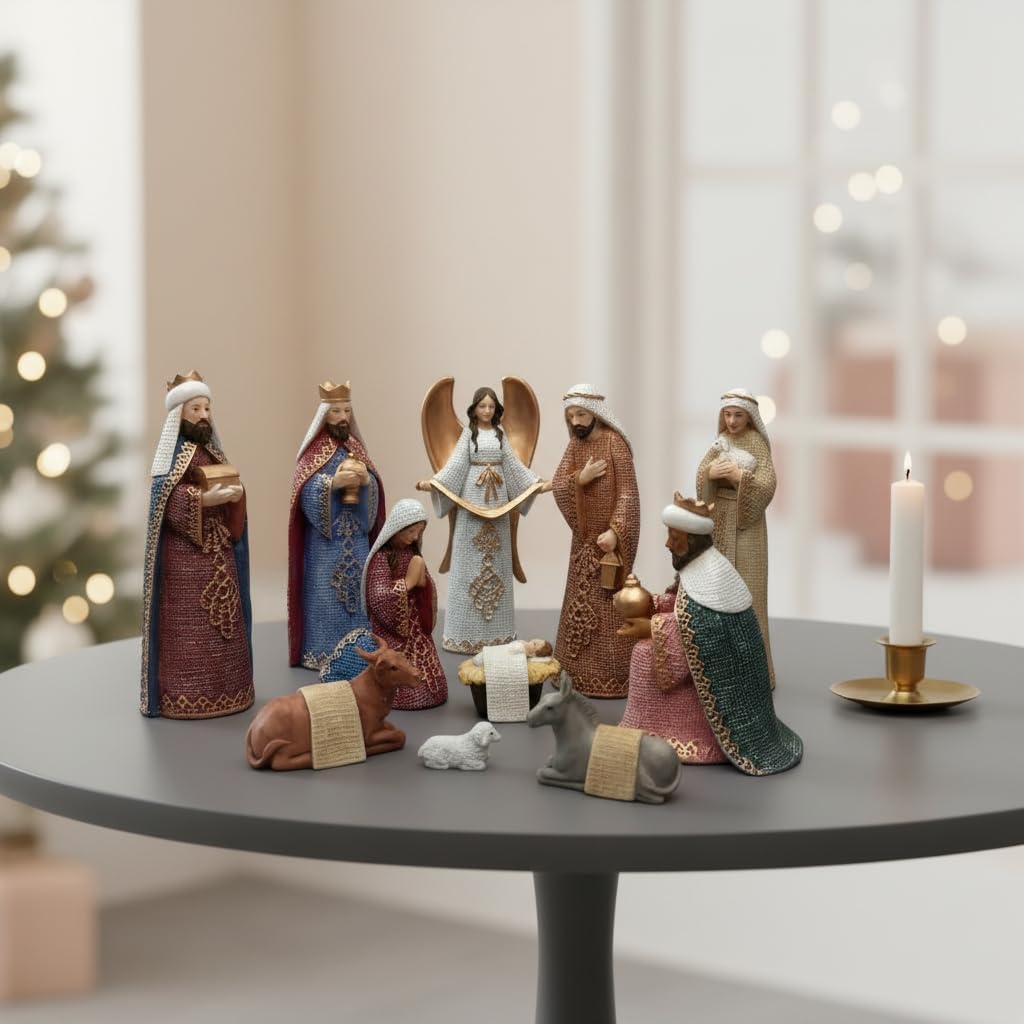 Nativity Scene Set, Traditional Christmas Figurines, Set of 11