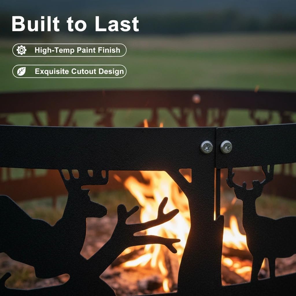 36 Inch Portable Fire Pit Ring - 4 Panel Outdoor DIY Liner