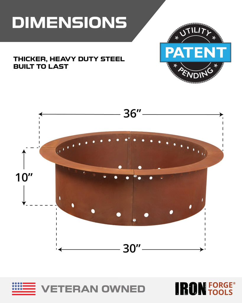 Smokeless Outdoor Fire Pit Ring Insert 36 Inch Round