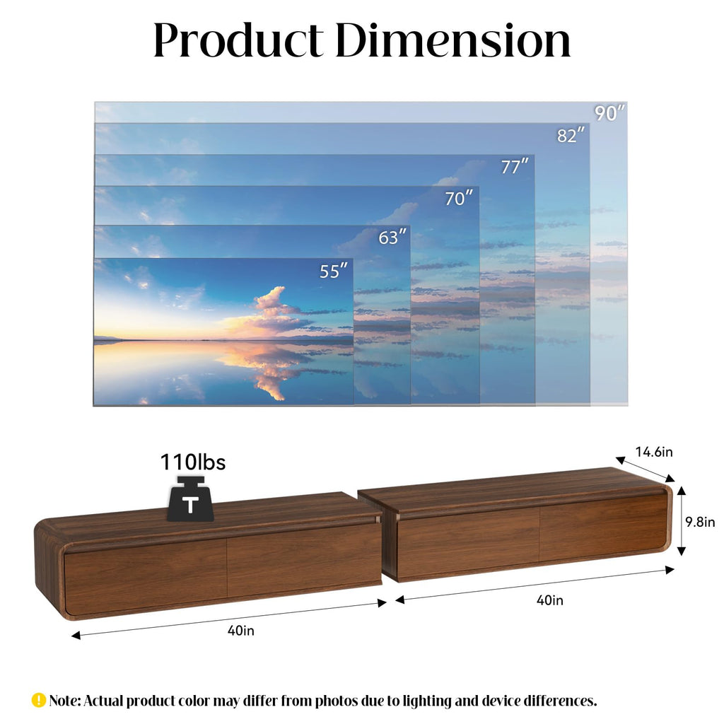 80" Modular Floating TV Stand Wall Mounted for TVs up to 90 Inch