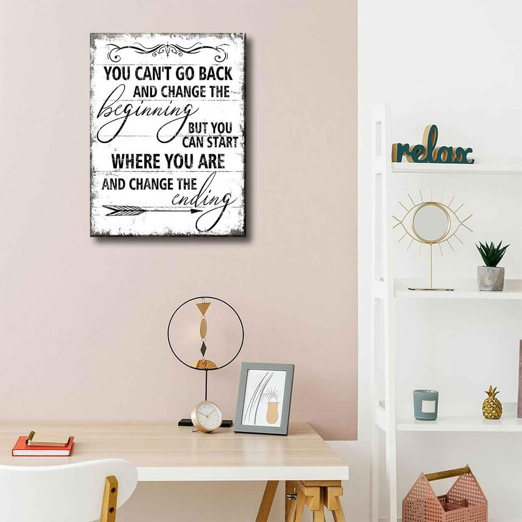 Inspirational Canvas Wall Art You Can't Go Back and Change The Beginning painting Decor Pictures Motivational