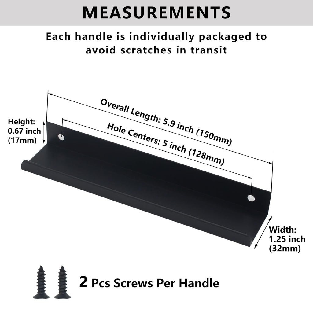 10 Pack Black Cabinet Handles Modern Finger Edge Pulls for Cabinets