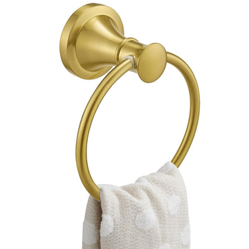 Towel Ring, Bathroom Hand Towel Holder Wall Mounted Brushed Gold