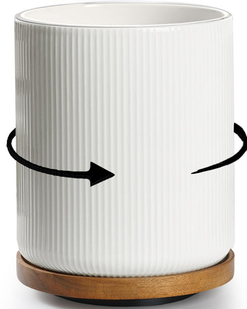 Extra Large Rotating Utensil Holder Counter, 7.9" Ceramic Utensils Crocks Set for Countertop Large & Small Utensil