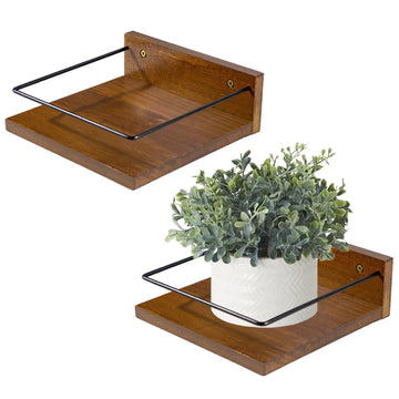 Wall Mounted Plant Holder, Wooden Floating Shelves for Flower Pot Wall Hanging Wood Rack Farmhouse Small Decorative