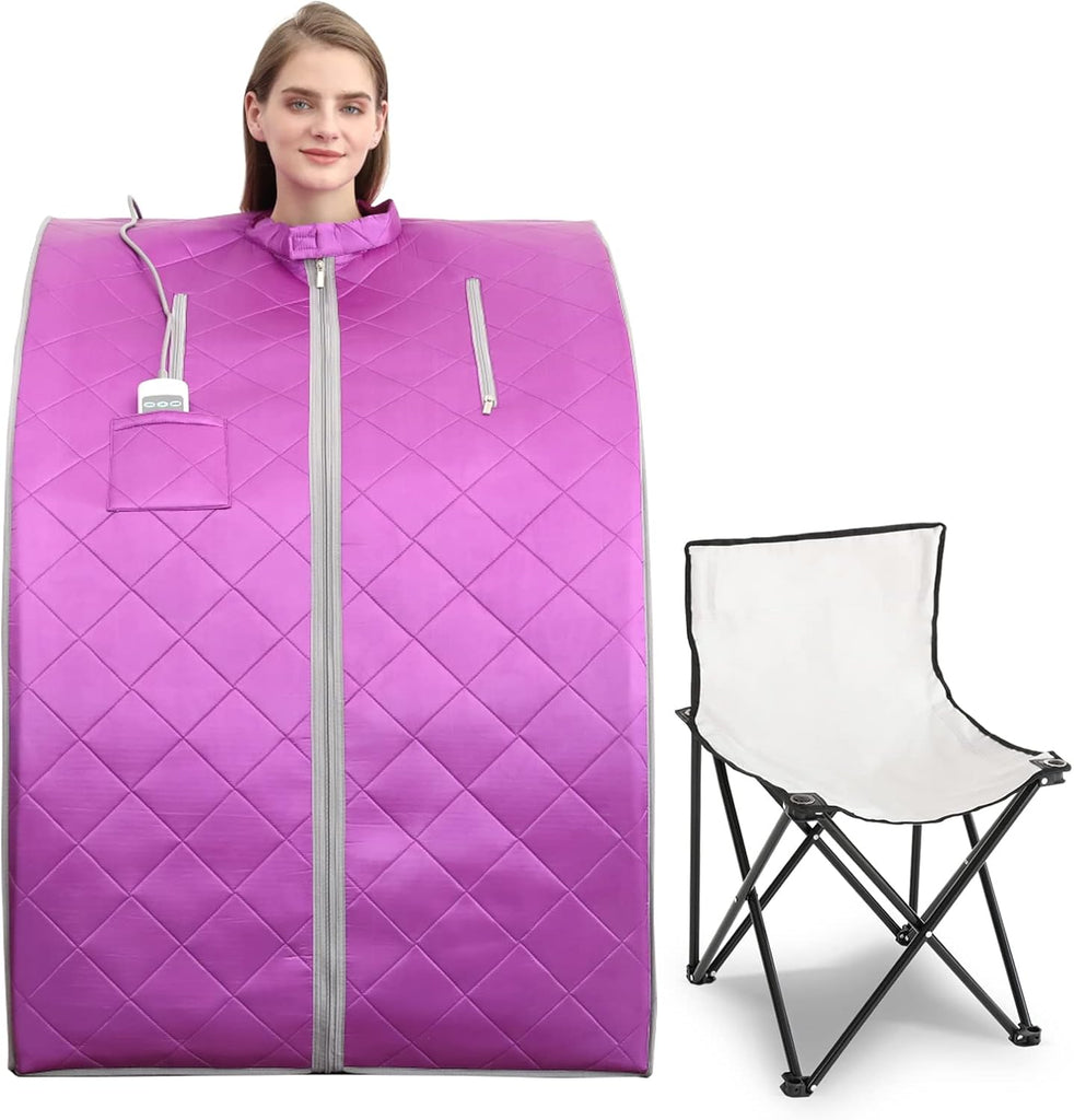 Smartmak Far Infrared Sauna, One Person at Home Portable Full Body SPA Tent with Heating Foot Pad and Portable Chair
