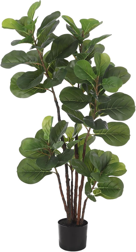Faux Fiddle Leaf Fig Tree, 4 Ft Artificial Ficus Lyrata Plant