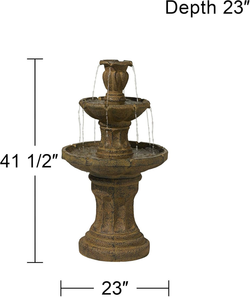 Tuscan Garden 41 1/2" High Large Traditional Italian Indoor Outdoor Decor Dark Faux Stone Floor Fountain Waterfall