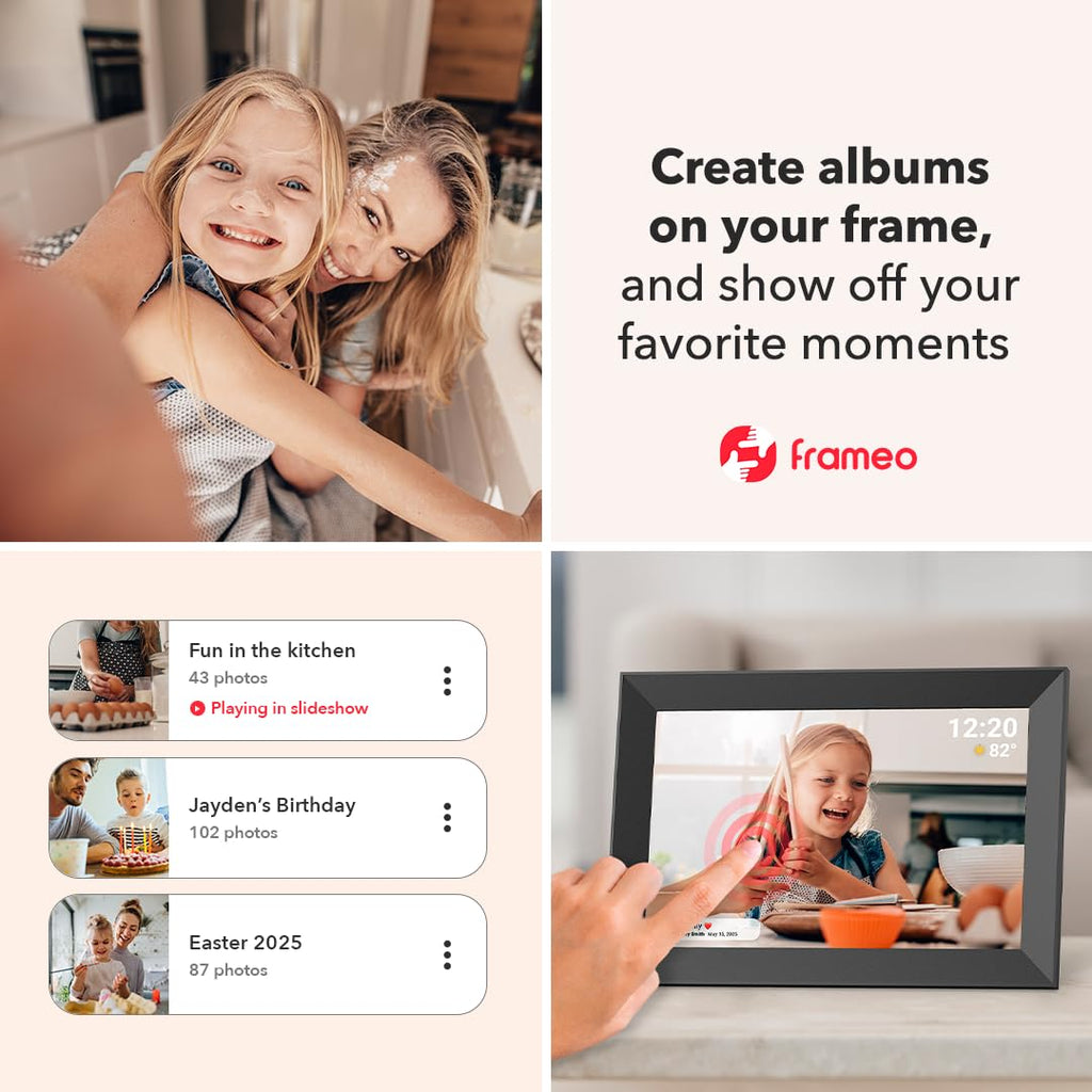 10.1 inch 32GB Digital Picture Frame, IPS LCD Touch Screen, Auto-Rotate Easy Setup to Share Photos & Videos via