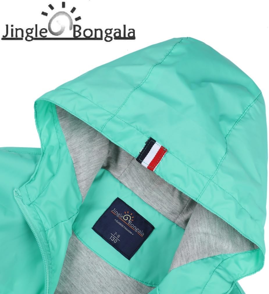 Boys Girls Lightweight Breathable Raincoat Waterproof Hooded Rain Jacket Windbreaker Easy to Fold