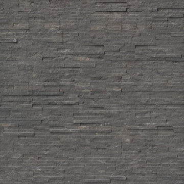 Grey Charcoal Marble 6 in. x 24 in. Natural Stone Ledger Wall Panel Split Face Finish for Backsplash, Accent