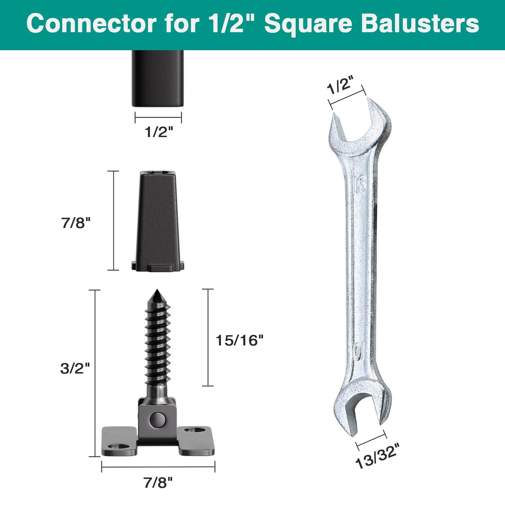 Adjustable Height and Angle Stainless Steel Connectors for Easy Installation of 1/2" Deck Stair Hollow Metal