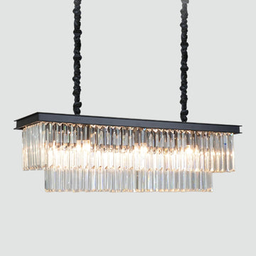Inspired Odeon Style 12-Light Black Rectangular Crystal Linear Chandelier 47" - A107-B0D8Q2QKRH